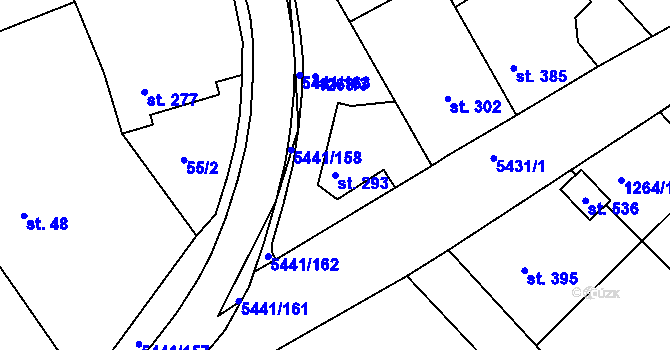 Parcela st. 293 v KÚ Pitín, Katastrální mapa