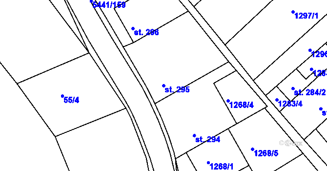 Parcela st. 295 v KÚ Pitín, Katastrální mapa