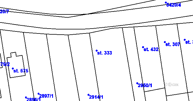 Parcela st. 333 v KÚ Pitín, Katastrální mapa