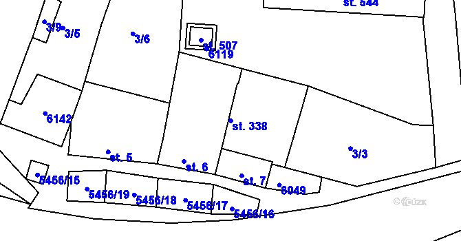 Parcela st. 338 v KÚ Pitín, Katastrální mapa