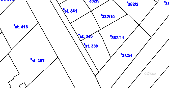 Parcela st. 339 v KÚ Pitín, Katastrální mapa