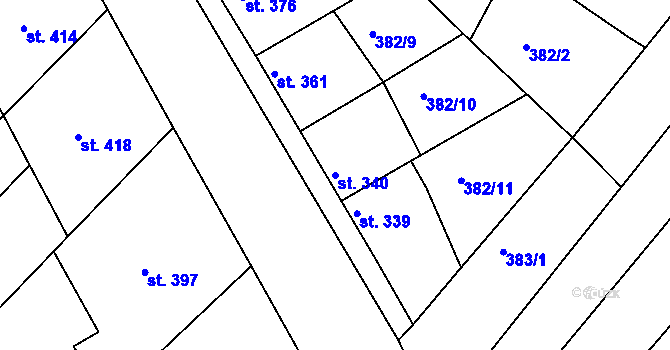 Parcela st. 340 v KÚ Pitín, Katastrální mapa