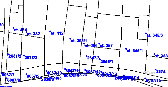 Parcela st. 356 v KÚ Pitín, Katastrální mapa