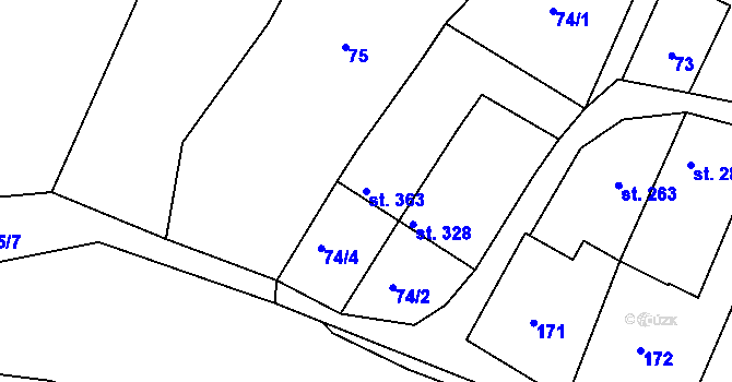 Parcela st. 363 v KÚ Pitín, Katastrální mapa