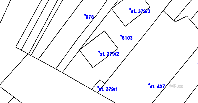 Parcela st. 379/2 v KÚ Pitín, Katastrální mapa
