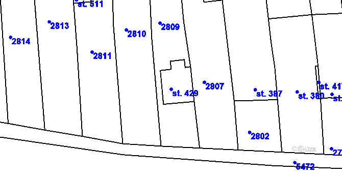 Parcela st. 429 v KÚ Pitín, Katastrální mapa