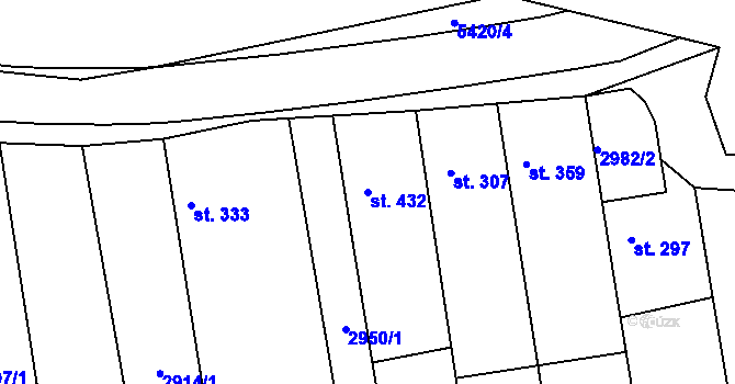 Parcela st. 432 v KÚ Pitín, Katastrální mapa