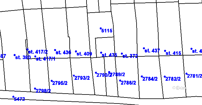 Parcela st. 435 v KÚ Pitín, Katastrální mapa