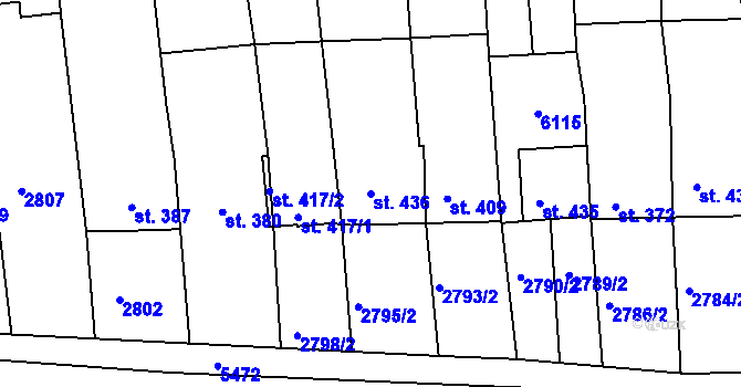 Parcela st. 436 v KÚ Pitín, Katastrální mapa