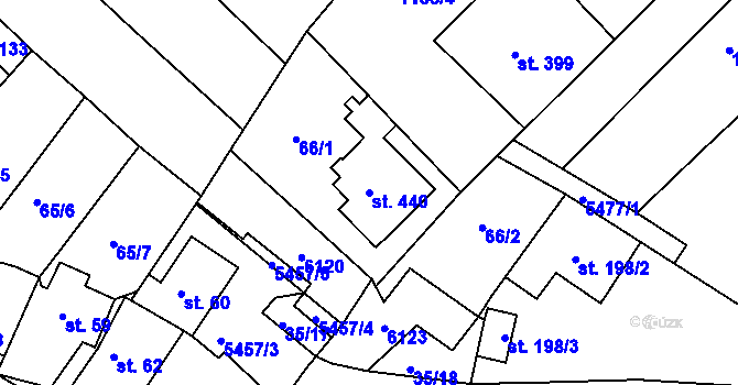 Parcela st. 440 v KÚ Pitín, Katastrální mapa