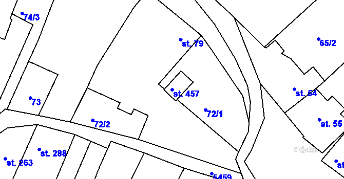 Parcela st. 457 v KÚ Pitín, Katastrální mapa