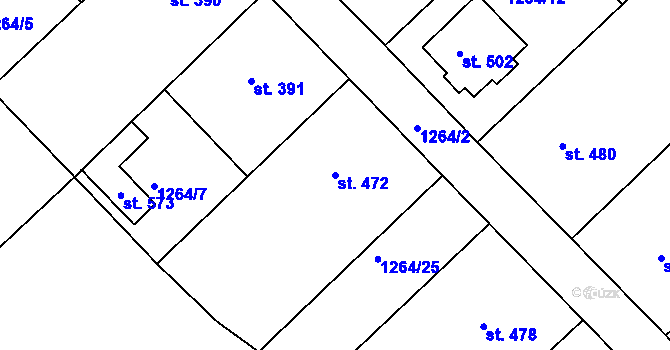 Parcela st. 472 v KÚ Pitín, Katastrální mapa