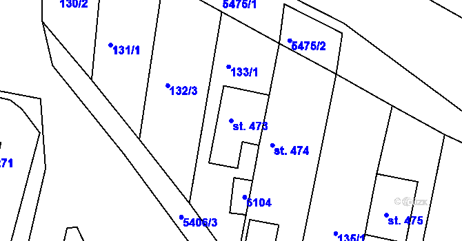 Parcela st. 473 v KÚ Pitín, Katastrální mapa