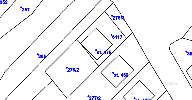 Parcela st. 476 v KÚ Pitín, Katastrální mapa