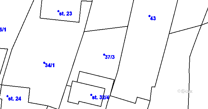 Parcela st. 37/3 v KÚ Pitín, Katastrální mapa