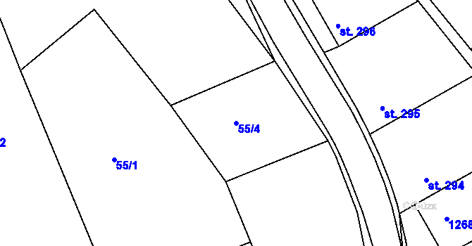 Parcela st. 55/4 v KÚ Pitín, Katastrální mapa