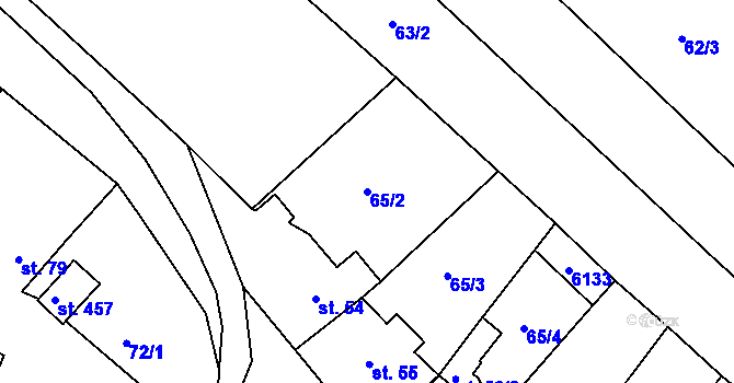 Parcela st. 65/2 v KÚ Pitín, Katastrální mapa