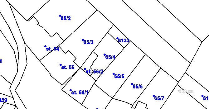 Parcela st. 65/4 v KÚ Pitín, Katastrální mapa