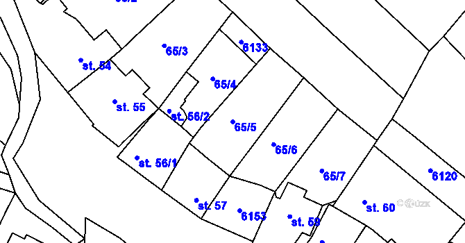 Parcela st. 65/5 v KÚ Pitín, Katastrální mapa