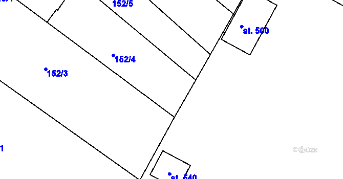 Parcela st. 151/5 v KÚ Pitín, Katastrální mapa