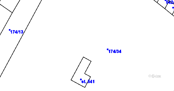 Parcela st. 174/1 v KÚ Pitín, Katastrální mapa