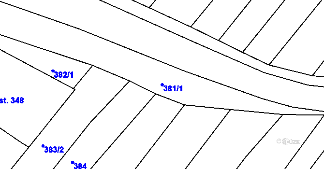 Parcela st. 381/1 v KÚ Pitín, Katastrální mapa