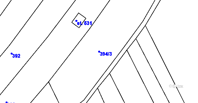 Parcela st. 394/3 v KÚ Pitín, Katastrální mapa