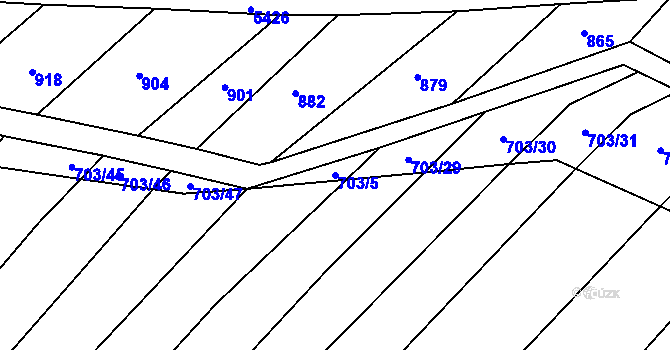 Parcela st. 703/5 v KÚ Pitín, Katastrální mapa