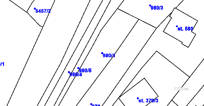 Parcela st. 980/1 v KÚ Pitín, Katastrální mapa