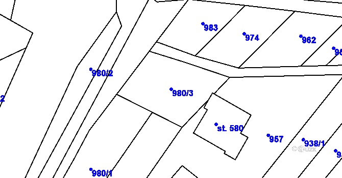 Parcela st. 980/3 v KÚ Pitín, Katastrální mapa