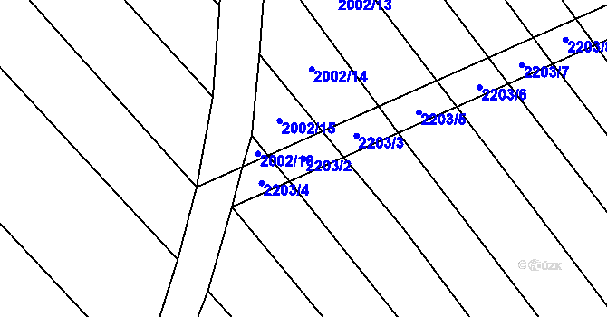 Parcela st. 2203/2 v KÚ Pitín, Katastrální mapa