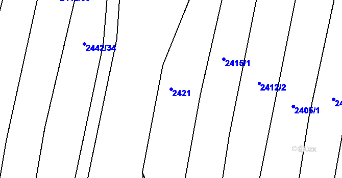 Parcela st. 2421 v KÚ Pitín, Katastrální mapa
