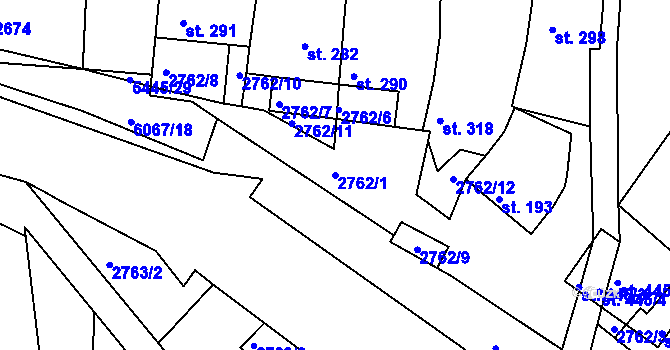 Parcela st. 2762/1 v KÚ Pitín, Katastrální mapa