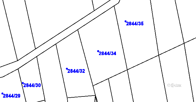 Parcela st. 2844/34 v KÚ Pitín, Katastrální mapa