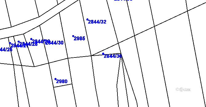 Parcela st. 2844/36 v KÚ Pitín, Katastrální mapa