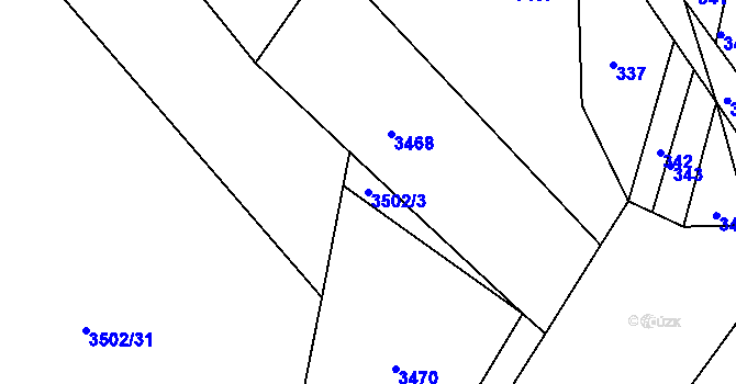 Parcela st. 3502/3 v KÚ Pitín, Katastrální mapa