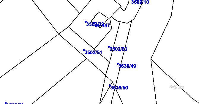 Parcela st. 3502/16 v KÚ Pitín, Katastrální mapa
