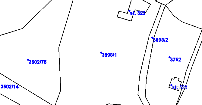 Parcela st. 3698/1 v KÚ Pitín, Katastrální mapa