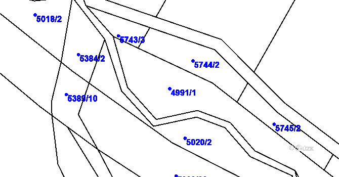 Parcela st. 4991/1 v KÚ Pitín, Katastrální mapa