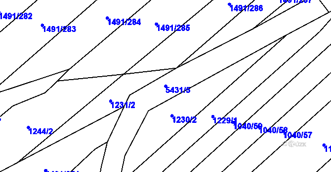 Parcela st. 5431/5 v KÚ Pitín, Katastrální mapa