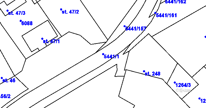 Parcela st. 5441/1 v KÚ Pitín, Katastrální mapa