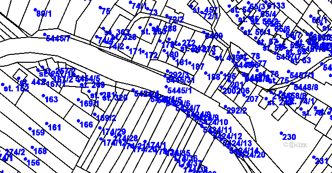 Parcela st. 5445/1 v KÚ Pitín, Katastrální mapa