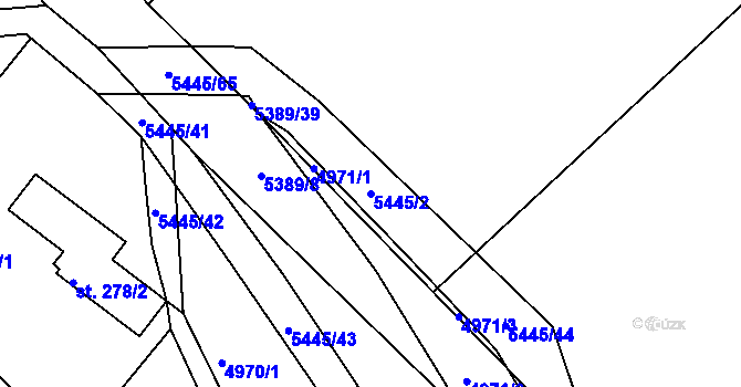 Parcela st. 5445/2 v KÚ Pitín, Katastrální mapa
