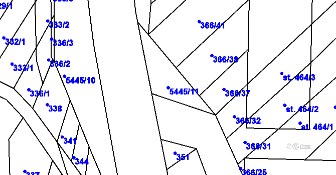Parcela st. 5445/11 v KÚ Pitín, Katastrální mapa