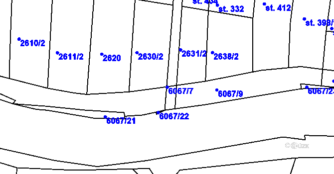 Parcela st. 6067/7 v KÚ Pitín, Katastrální mapa