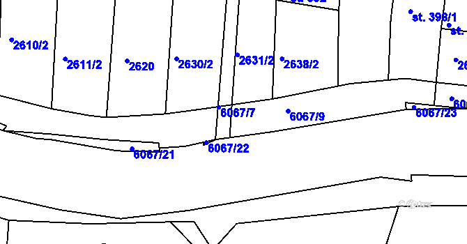 Parcela st. 6067/8 v KÚ Pitín, Katastrální mapa