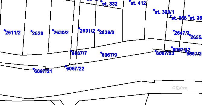 Parcela st. 6067/9 v KÚ Pitín, Katastrální mapa