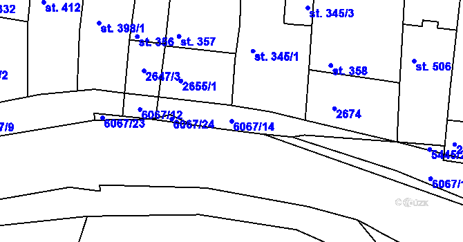 Parcela st. 6067/14 v KÚ Pitín, Katastrální mapa
