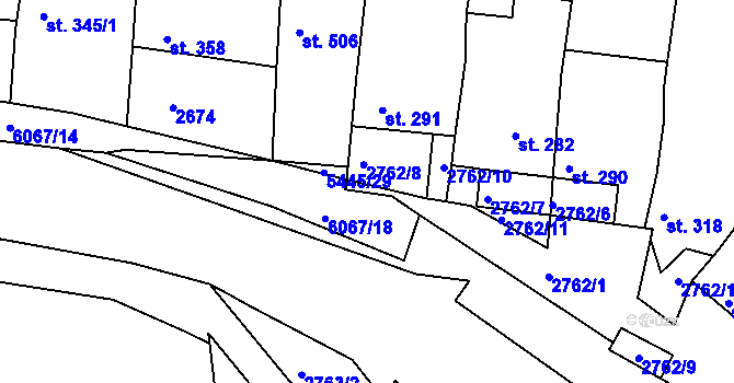 Parcela st. 6067/16 v KÚ Pitín, Katastrální mapa