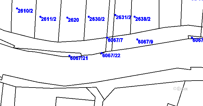 Parcela st. 6067/22 v KÚ Pitín, Katastrální mapa